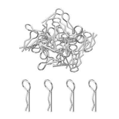MECCANIXITY 30pcs 30-Degree Angle RC Body Clips Bent Springy R Pins 17x1x6mm for All 1/8 1/10 Scale Model RC Car Crawler Truck Shell Replacement(Silver)