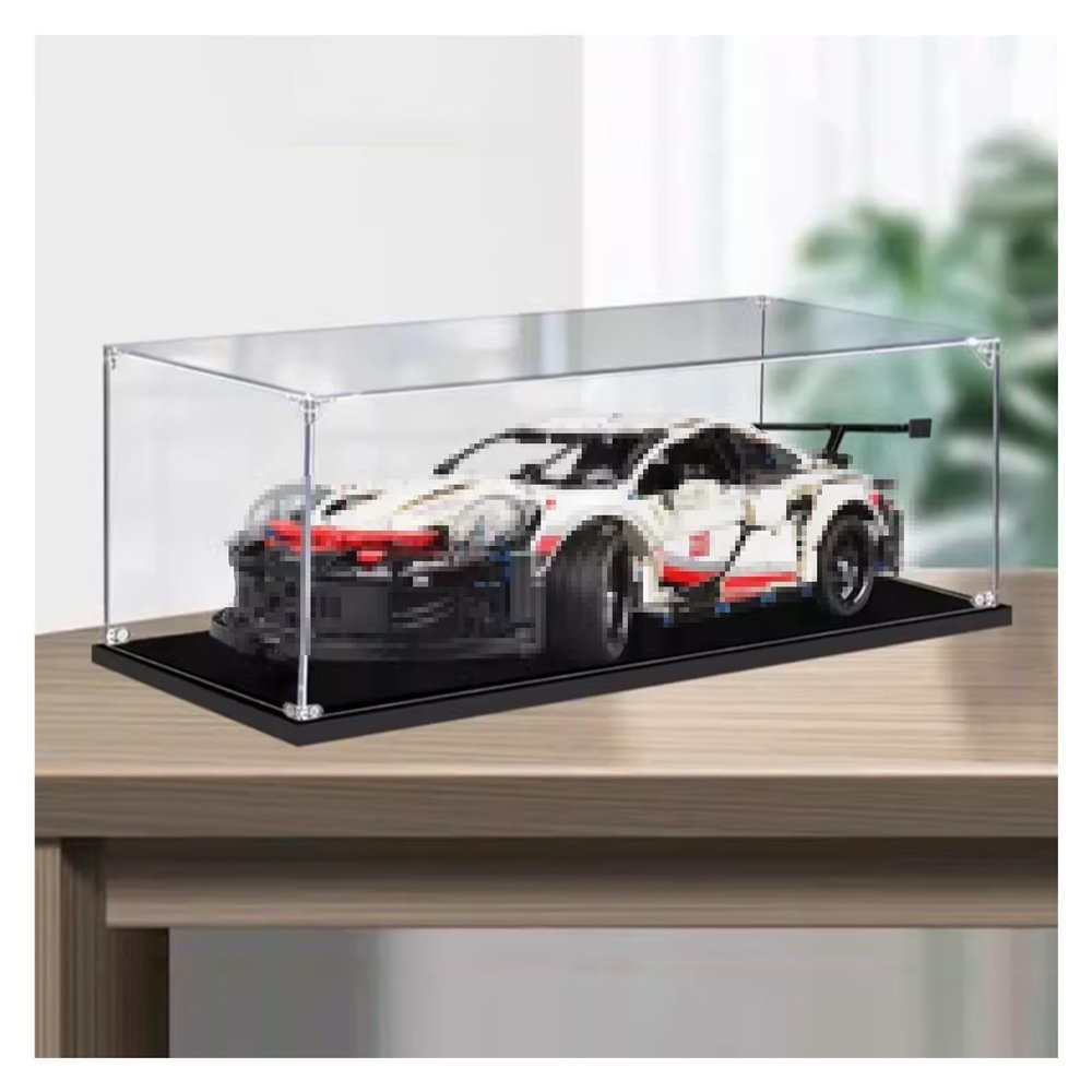 GOCHUSX Acrylic Display Case, Clear Dust Proof Protection Box, Car Model Showcase, Art Exhibition Box, Stackable Shoe Organizer with Lids (Color : Black, Size : 40x50x20cm)