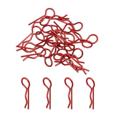 MECCANIXITY 20pcs 30-Degree Angle RC Body Clips Bent Springy R Pins 20x1x6mm for All 1/8 1/10 Scale Model RC Car Crawler Truck Shell Replacement Parts(Red)