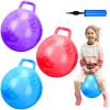 Poen 3 Pcs 18 Inch Hopper Inflatable Bouncy Ball with Handle Hippity Hop PVC Jumping Hopping Ball with 1 Air Pump for Kids Toddler Boys Girls Gifts Games(Red Blue Purple) view 1
