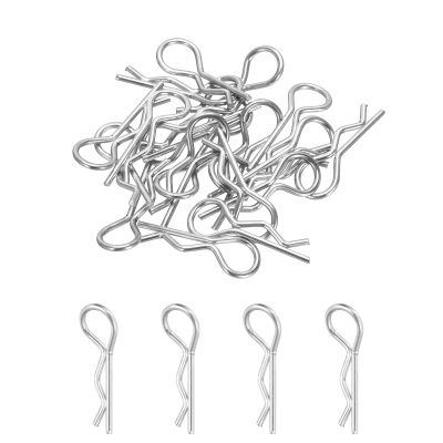 MECCANIXITY 20pcs 30-Degree Angle RC Body Clips Bent Springy R Pins 23x1.2x9.4mm for All 1/8 1/10 Scale Model RC Car Crawler Truck Shell Replacement(Silver)