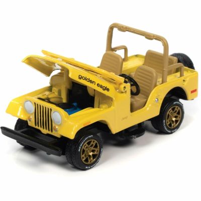 CJ-5 Sunshine Yellow with Golden Eagle Graphics Classic Gold Collection Limited Edition to 7418 Pieces Worldwide 1/64 Diecast Model Car by Johnny Lightning JLCG025-JLSP150B