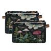 Kigai Forest Mushrooms Storage Basket with Handles Waterproof Collapsible Storage Bin Canvas Fabric Basket Decorative Box Closet Organizer for Nursery Bedroom Office, 2 Pack view 2