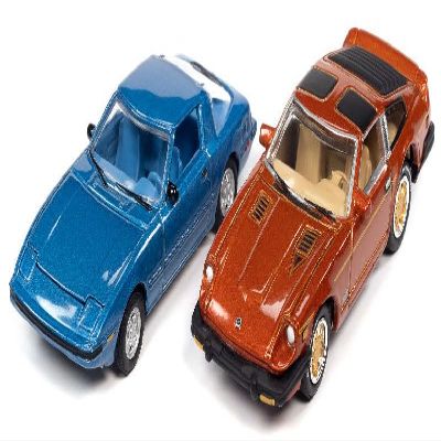 1982 RX-7 Blue Metallic and 1981 Datsun 280ZX Orange Mist Metallic Import Heat Set of 2 Cars 1/64 Diecast Model Cars by Johnny Lightning JLPK014-JLSP169B
