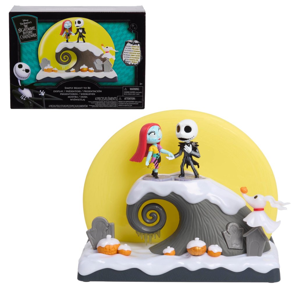 Disney Tim Burtons The Nightmare Before Christmas Simply Meant to Be Display, Jack Skellington and Sally Collectible Figurines, Kids Toys for Ages 3 Up by Just Play