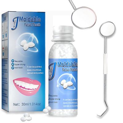 Provisional Teeth Repair Kit, DIY Play DoughSolidSimple-Provisional Fake Teeth Replacement Kit "4 Types of Accessories, Including Mouth Mirrors."Multi-Functional use.