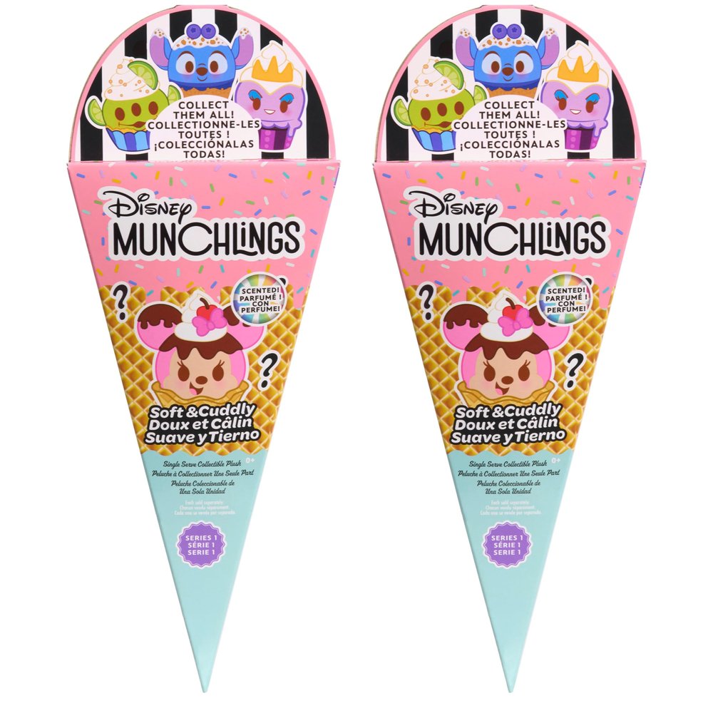 Disney Munchlings Single Serve Scented Collectible Plush 2-Pack, Easter Basket Fillers, Gifts, Presents, Kids Toys for Ages 0+ by Just Play