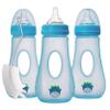 Avima Easy Grip Anti Colic Baby Bottles, BPA Free, 8 oz. Wide Neck w/Medium Flow Silicone Nipples & Bottle Brush Blue Set (Pack of 3) view 1