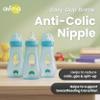 Avima Easy Grip Anti Colic Baby Bottles, BPA Free, 8 oz. Wide Neck w/Medium Flow Silicone Nipples & Bottle Brush Blue Set (Pack of 3) view 2