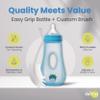 Avima Easy Grip Anti Colic Baby Bottles, BPA Free, 8 oz. Wide Neck w/Medium Flow Silicone Nipples & Bottle Brush Blue Set (Pack of 3) view 3