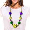 4E's Novelty Mardi Gras Jumbo Bead Necklace Purple Gold Green Huge Disco, St Patrick Necklace, Ball Dress Up Necklace Accessory view 1