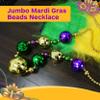 4E's Novelty Mardi Gras Jumbo Bead Necklace Purple Gold Green Huge Disco, St Patrick Necklace, Ball Dress Up Necklace Accessory view 3