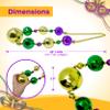 4E's Novelty Mardi Gras Jumbo Bead Necklace Purple Gold Green Huge Disco, St Patrick Necklace, Ball Dress Up Necklace Accessory view 4