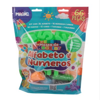 Modeling Dough with Alphabet, Numbers and Signs | 66 Pieces | 600g