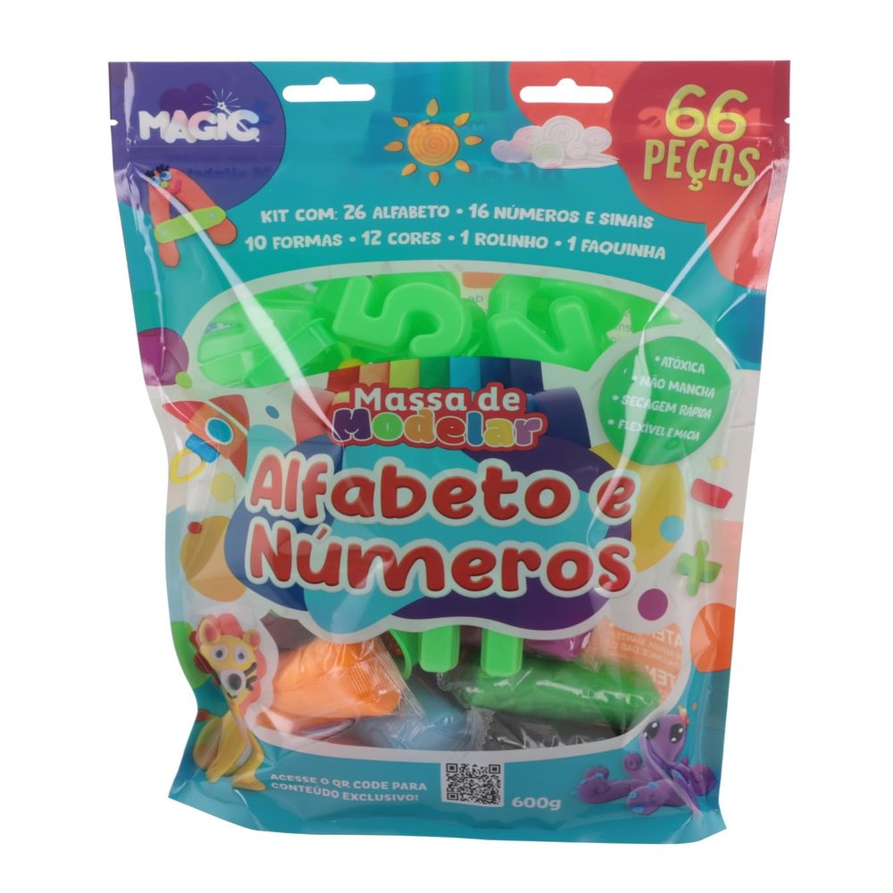 Modeling Dough with Alphabet, Numbers and Signs | 66 Pieces | 600g