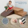 FDP Rustic Western Toddler Playtime Corner Climber, Distressed Faux Hide Leather, Indoor Active Play Structure for Toddlers and Kids, Safe Soft Foam for Crawling and Sliding (4-Piece Set), 11619-DA view 3