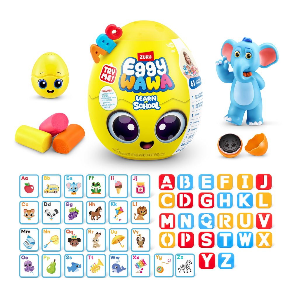 Eggy Wawa Learn at School by ZURU, Pre-K Interactive Baby and Toddler Learning Toy with Music, Letters, Numbers