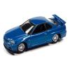 1999 Skyline GT-R RHD Right Hand Drive Blue Metallic with Poker Chip Collector's Token and Game Card Trivial Pursuit Pop Culture 2022 Release 2 1/64 Diecast Model Car Johnny Lightning JLPC007-JLSP262 view 1