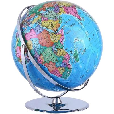 Detailed Dia 16.5-inch/42CM Globe, 720 Rotating World Globe with Sturdy Steel Stand, Earth Globe HD Printed Map Geographic Globe New