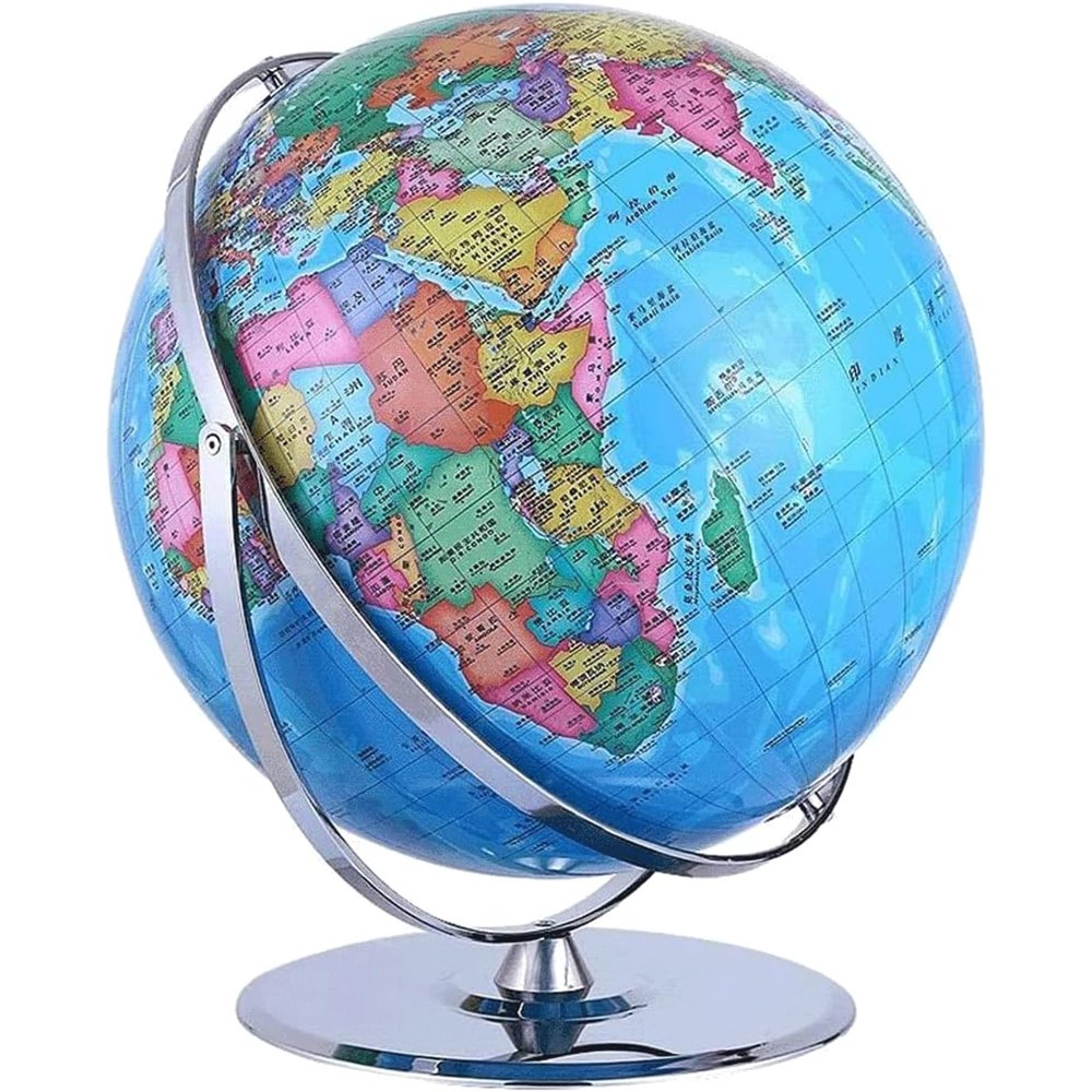 Detailed Dia 16.5-inch/42CM Globe, 720 Rotating World Globe with Sturdy Steel Stand, Earth Globe HD Printed Map Geographic Globe New