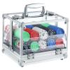Hiboom Poker Chip Case 600 Pcs Chips Capacity Acrylic Poker Chip Carrier with 6 Pcs Trays Racks view 1