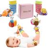 Bloobloomax Baby Wrist Rattle Socks and Foot Finder Set for 0-24 Month, Infant Girl Boy Toys Newborn Hand & Foot Toys for 0 to 24 Months, Baby Shower Gifts Set with Wrist Rattle Socks (Pink Gift Box) view 1