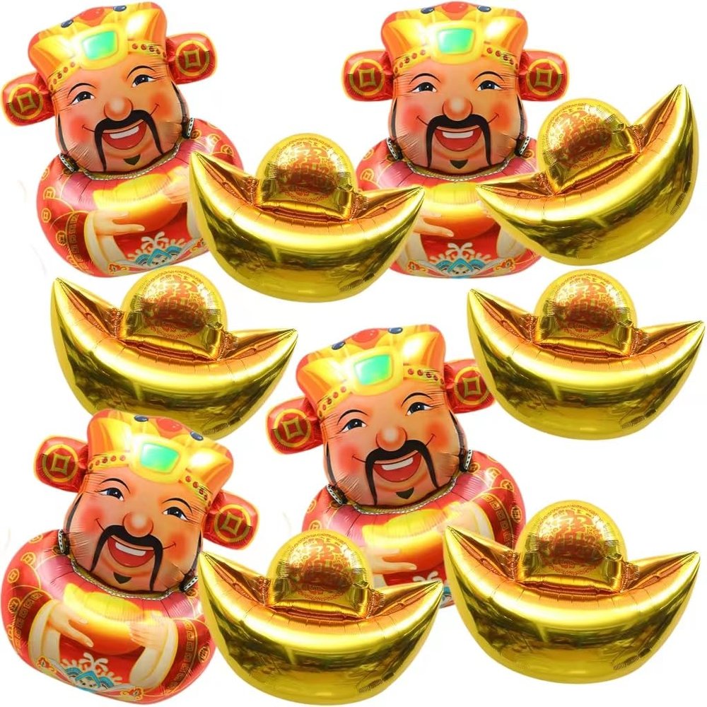 10Pcs Chinese New Year Being Rich Balloons - 2026 Big Richer Foil Balloons for New Year Lucky Spring Festival Party Decorations Supplies