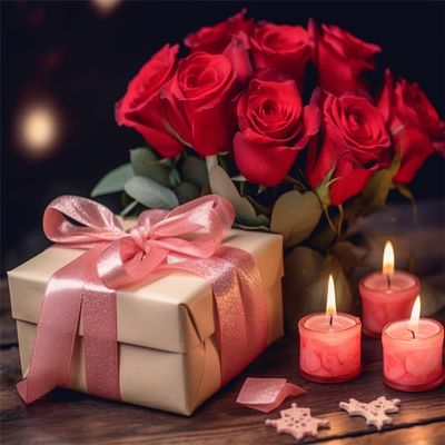 Puzzles for Adults and Family 500 Pieces Jigsaw Puzzles red Rose Flower and Gift Valentine's Day Formation Wooden Game Toys Women Girlfriend Boyfriend Gift 20.4'' x 14.9''