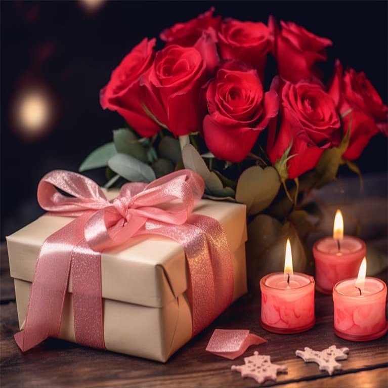 Puzzles for Adults and Family 500 Pieces Jigsaw Puzzles red Rose Flower and Gift Valentine's Day Formation Wooden Game Toys Women Girlfriend Boyfriend Gift 20.4'' x 14.9''