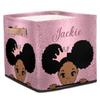 RIRIX Custom Storage Baskets Personalized Storage Bins Basket Boxes with PU Leather Handles for Clothes Bedroom Closet Organizing Toys Books Shelves Storage Boxes African American Princess Girl view 1
