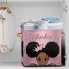 RIRIX Custom Storage Baskets Personalized Storage Bins Basket Boxes with PU Leather Handles for Clothes Bedroom Closet Organizing Toys Books Shelves Storage Boxes African American Princess Girl view 2