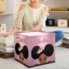 RIRIX Custom Storage Baskets Personalized Storage Bins Basket Boxes with PU Leather Handles for Clothes Bedroom Closet Organizing Toys Books Shelves Storage Boxes African American Princess Girl view 3