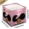 RIRIX Custom Storage Baskets Personalized Storage Bins Basket Boxes with PU Leather Handles for Clothes Bedroom Closet Organizing Toys Books Shelves Storage Boxes African American Princess Girl view 4