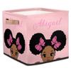 RIRIX Custom Storage Baskets Personalized Storage Bins Basket Boxes with PU Leather Handles for Clothes Bedroom Closet Organizing Toys Books Shelves Storage Boxes African American Princess Girl view 1