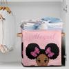 RIRIX Custom Storage Baskets Personalized Storage Bins Basket Boxes with PU Leather Handles for Clothes Bedroom Closet Organizing Toys Books Shelves Storage Boxes African American Princess Girl view 2