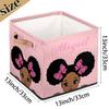 RIRIX Custom Storage Baskets Personalized Storage Bins Basket Boxes with PU Leather Handles for Clothes Bedroom Closet Organizing Toys Books Shelves Storage Boxes African American Princess Girl view 4