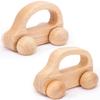2 PCS Wooden Baby Car Toys for Toddlers 1-3 Years Old, Montessori Wooden Cars for Babies 0-6-12 Months, Neutral Wood Car Toys for Boys, Baby Nursery Decor, Early Learning Kids Wood Toys view 1