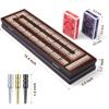 VAMSLOVE Wooden Cribbage Board Game Magnetic 3-Track Scoreboard with Large Slots for Storing 2 Playing Cards and 9 Metal Pegs, Travel Family Game Night (Instruction Included view 2