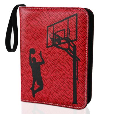 4 Pockets Trading Card Binder with 400 Card Capacity, 50 Removable Sleeves, Common Sports Card Album Collection Storage (Basketball Card)