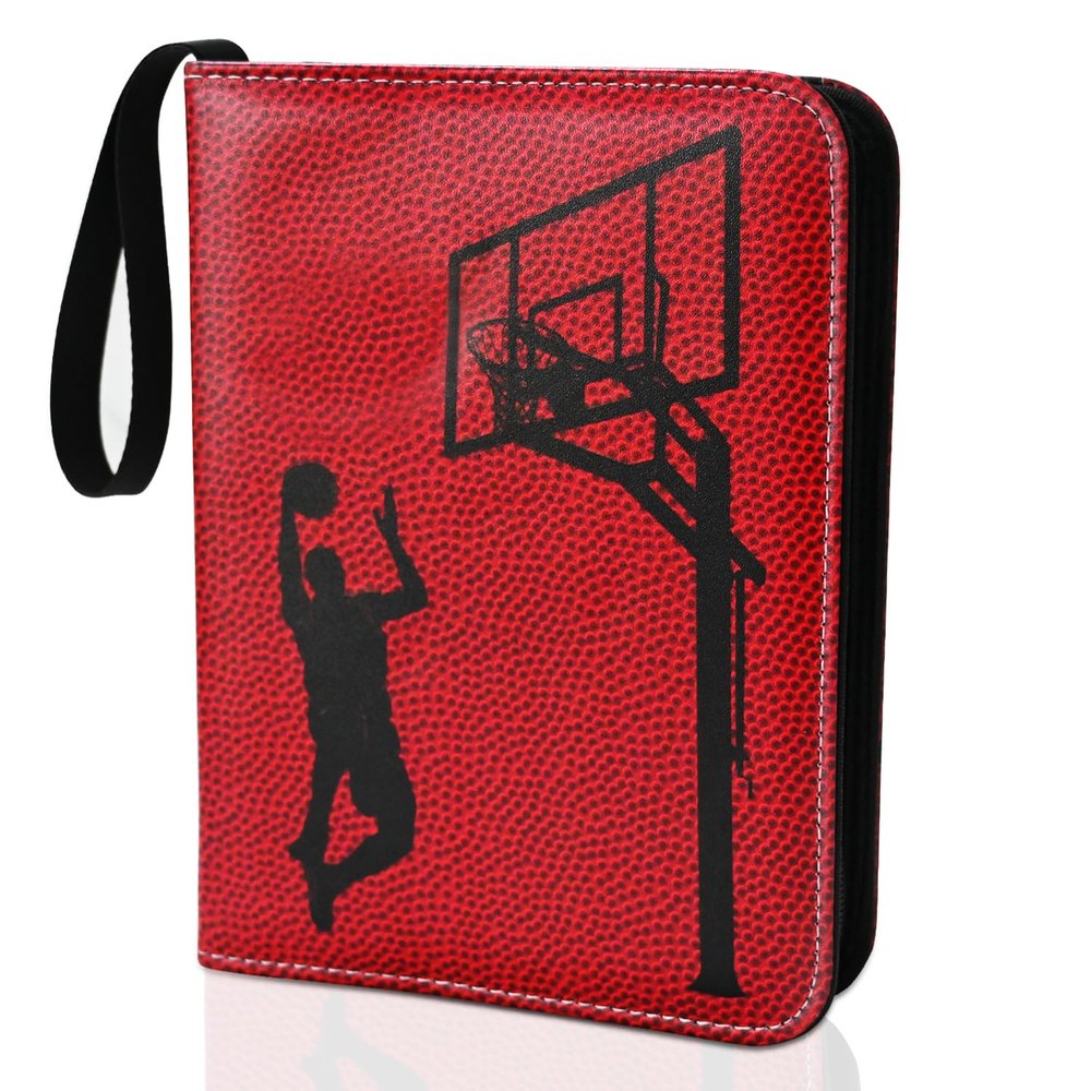 4 Pockets Trading Card Binder with 400 Card Capacity, 50 Removable Sleeves, Common Sports Card Album Collection Storage (Basketball Card)