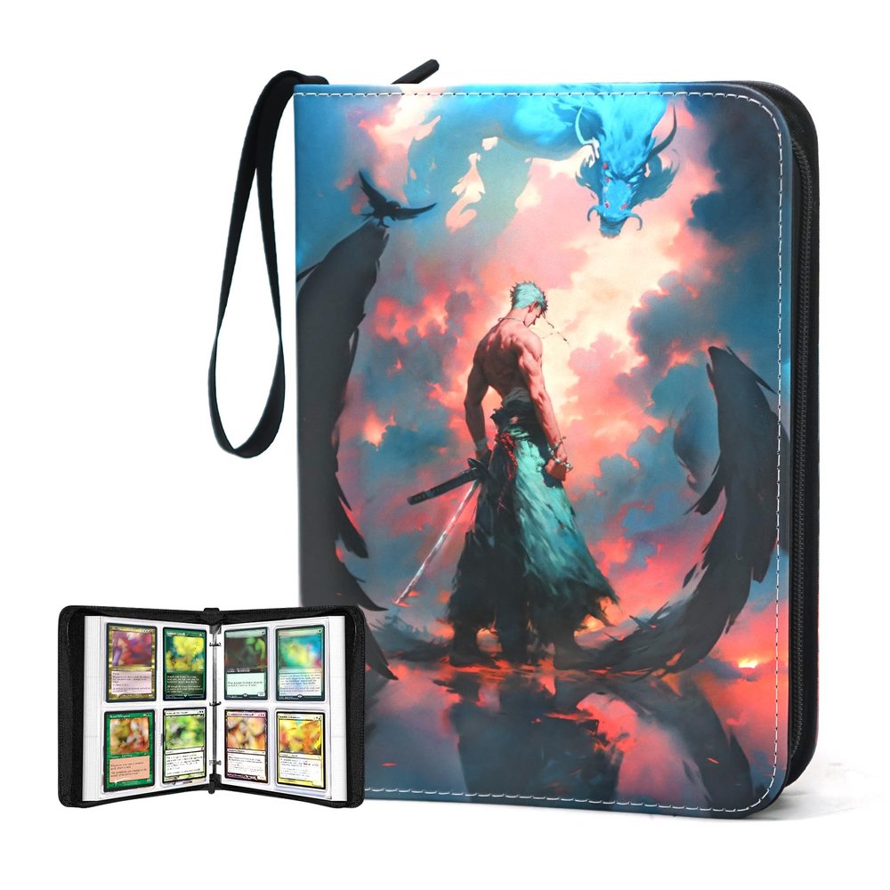WEST TUNE 400 Pockets Zoro Card Binder for One Piece Zoro Cards,Portable Waterproof Card Storage Book with Removable Sleeves, Children Gifts for Anime, Sword and TCG Card, Luffy-Style 6, WEST010