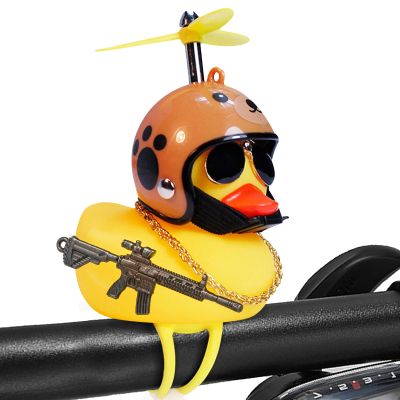 wonuu Rubber Duck Car Ornaments, Squeeze Duck Dashboard Decorations Bicycle Decor for Cycling Motorcycle & Bicycle Accessories Decorations (Bear-L&G)