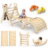 BlueWood Pikler Triangle Set 7-in-1 Foldable Baby Climbing Wooden Toys with Arch&Ramp&Ladder Climber Indoor Jungle Gyms for Toddlers - Natural Wood view 1