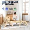 BlueWood Pikler Triangle Set 7-in-1 Foldable Baby Climbing Wooden Toys with Arch&Ramp&Ladder Climber Indoor Jungle Gyms for Toddlers - Natural Wood view 3