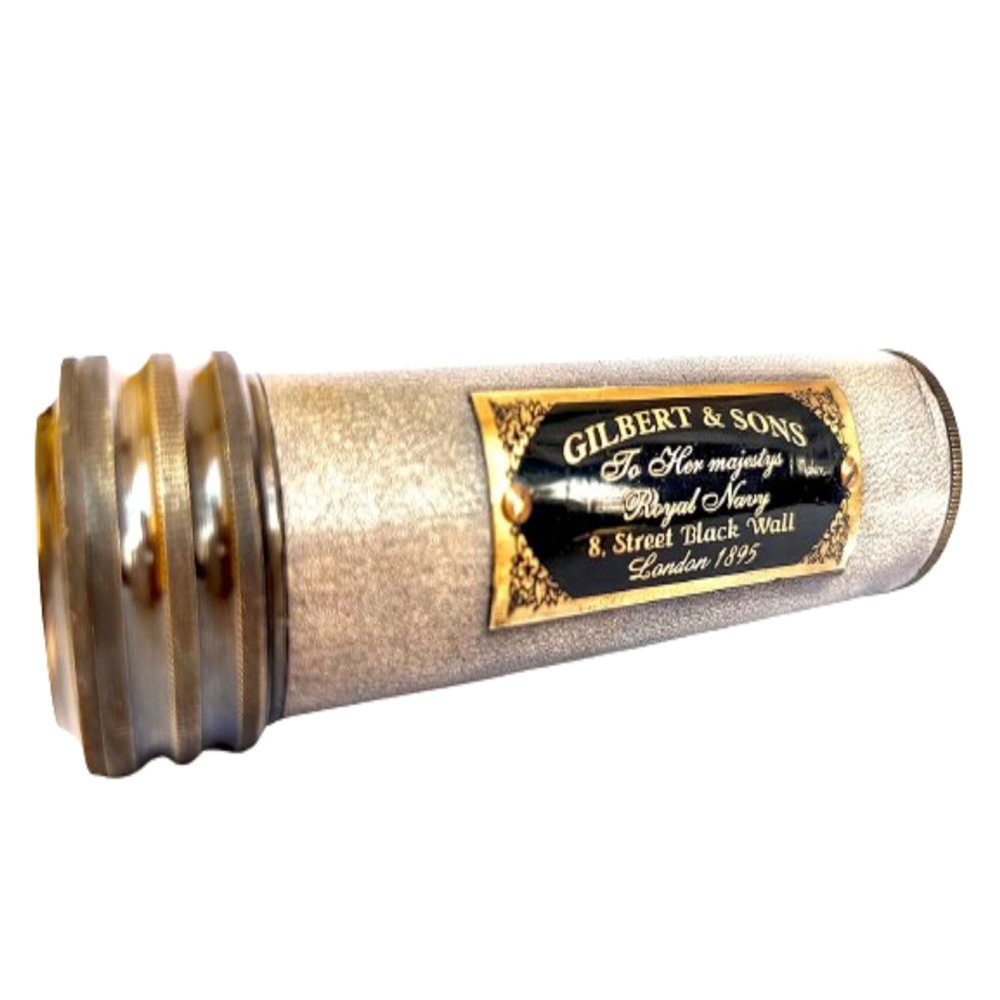 Handmade Antique Gilbert & Sons Engraved Brass Kaleidoscope Fully Functional Scope with Leather Case Collectible Gift for Kids and Adults