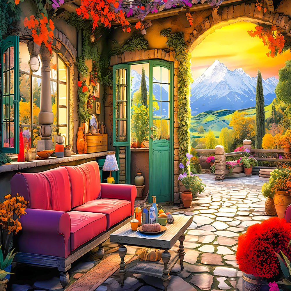 1000 Piece Puzzle for Adults Garden House Puzzles for Adults 1000 Piece Iceberg Cottage Jigsaw Puzzles 1000 Pieces Flower House Puzzle Landscape Painting Puzzles for Adults Teens Seniors