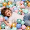 GOGOSO Ball Pit Balls for Toddlers Phthalate-Free BPA-Free Non-Toxic Crush Proof Soft Plastic Play Balls Baby Kids Shape Tent Pool Playhouse Playpen Party Decor, Pink+Green+Gold+Blue+White 100PCS view 4