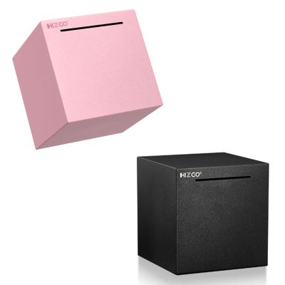 2 Pcs hizgo Adult Piggy Bank- Piggy Bank for Adults Must Break to Open -Stainless Steel Bank(Black+Pink) (4.72 inch)