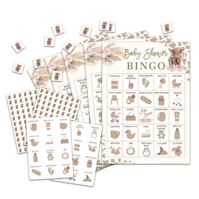 OZTEMETY Cow Baby Shower Bingo Card Game for Adults, Cow Baby Shower Party Supplies, Favors, Gender Reveal Party Decorations, 24 Players Bingo Game, C11