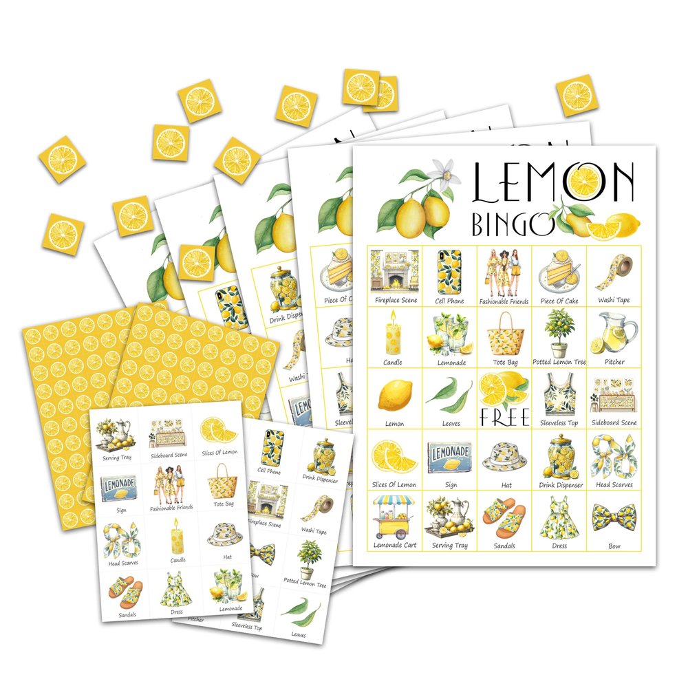 OZTEMETY Lemon Bingo - 24 Player Bridal & Baby Shower Game